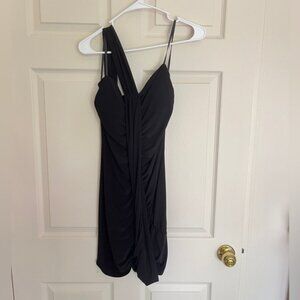 Taboo One Shoulder Black Wrap Dress with Ruched Detailing Mini Bodycon Small